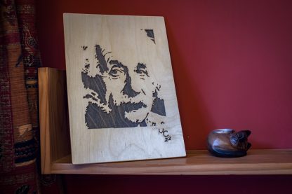 Handmade Wooden portrait of Albert Einstein