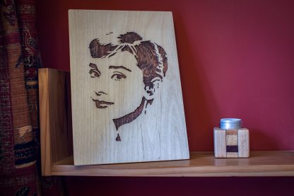 Handmade Wooden portrait of Audrey Hepburn