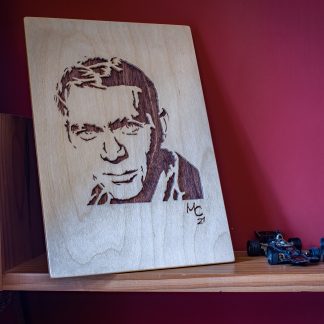 Handmade Wooden Portrait of Steve McQueen