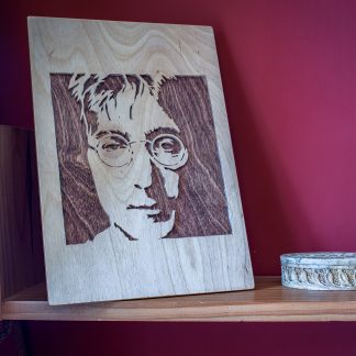 Handmade Wooden Portrait of John Lennon