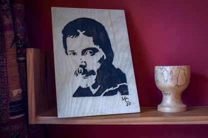 Handmade Wooden Portrait of Freddie Mercury