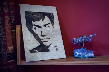Handmade Wooden portrait of Bruce Lee