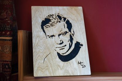 Captain Kirk - handmade, original, wooden artwork A4 size