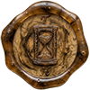 A wax seal imprinted with an hourglass