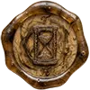 A wax seal imprinted with an hourglass