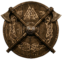 Axes crossed over a viking shield